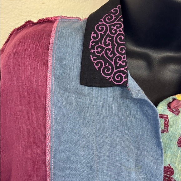 SCRAMBLE Multicolor Patchwork Button Down Shirt - Picture 6 of 12